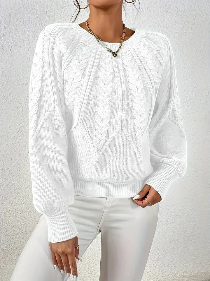 Gladys | Women Raised Cable Crewneck Sweater