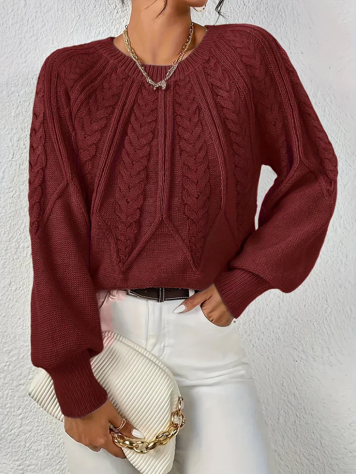 Gladys | Women Raised Cable Crewneck Sweater