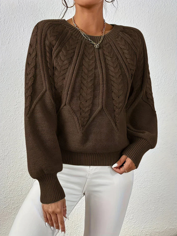 Gladys | Women Raised Cable Crewneck Sweater