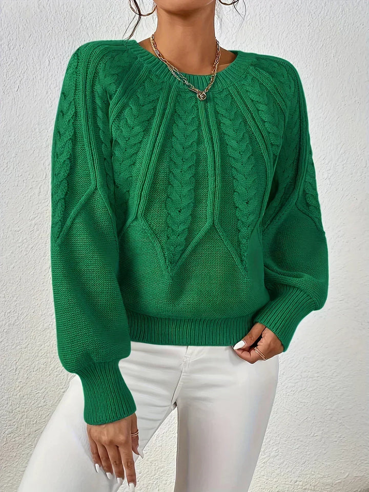 Gladys | Women Raised Cable Crewneck Sweater