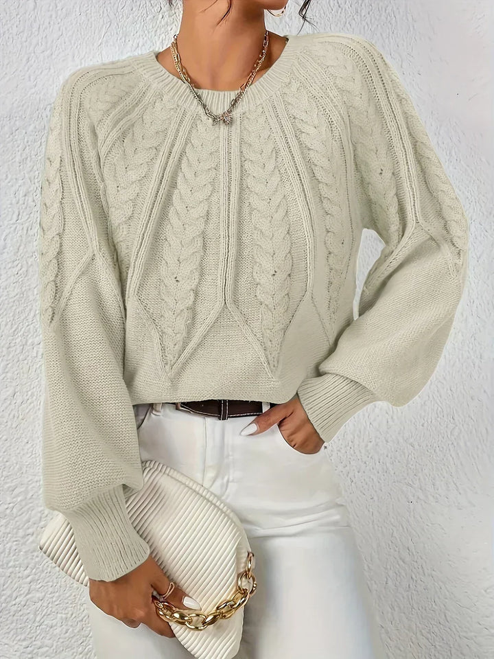 Gladys | Women Raised Cable Crewneck Sweater