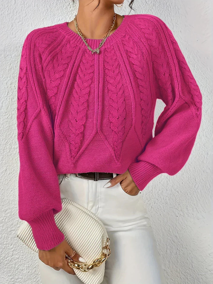 Gladys | Women Raised Cable Crewneck Sweater