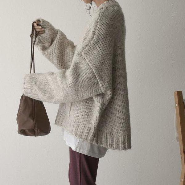 Christa | Women Pocket Crew Knit Sweater