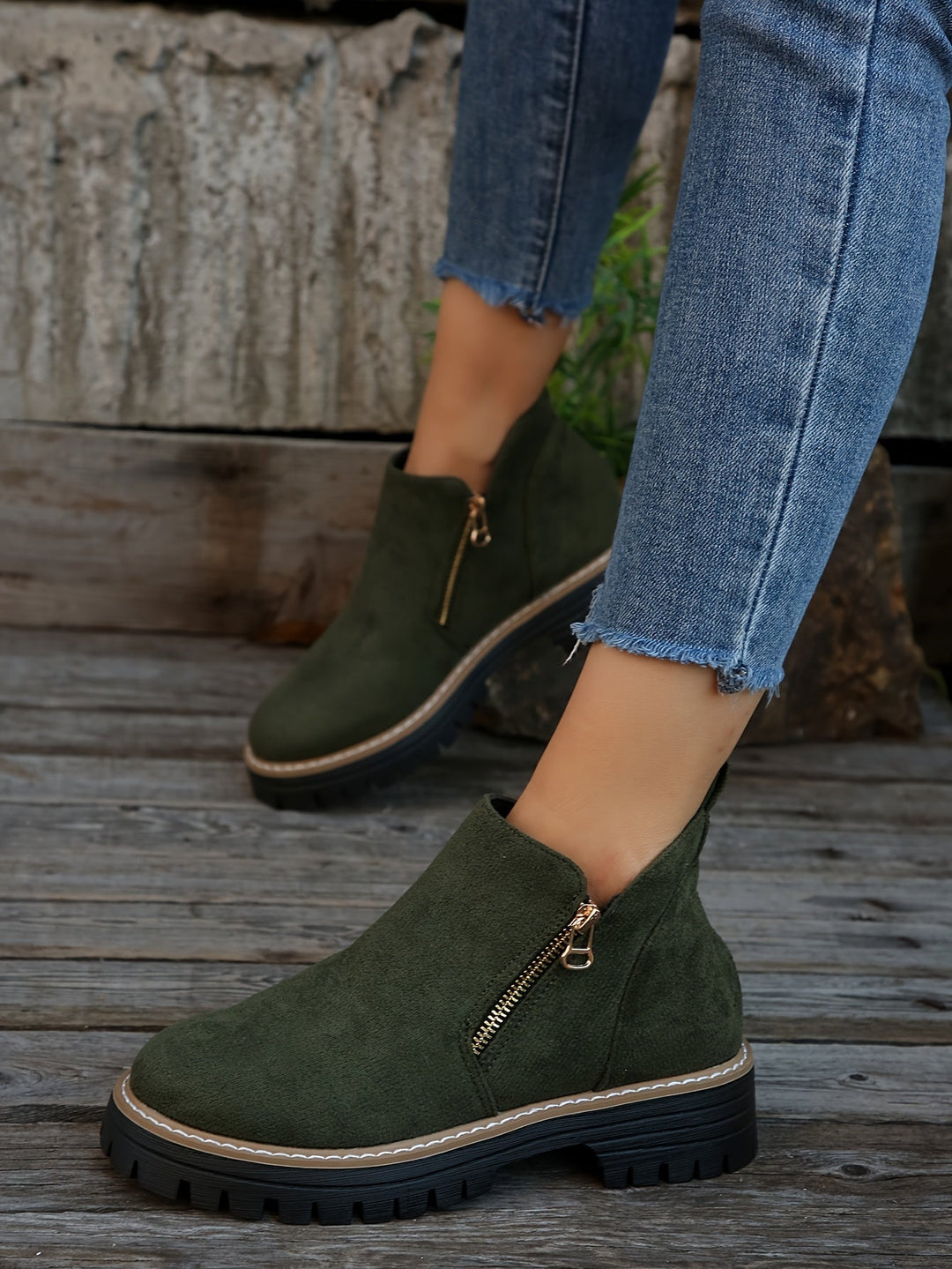 Golda | Women Spot Print Side Zip Ankle Boots