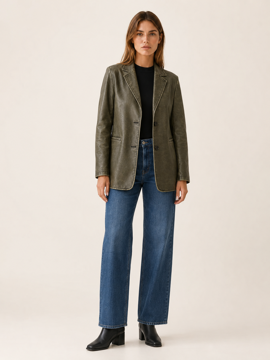 Annika | Women Leather Notch Blazer