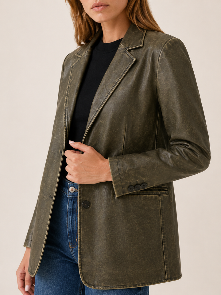 Annika | Women Leather Notch Blazer