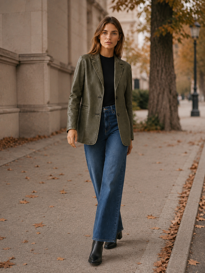 Annika | Women Leather Notch Blazer