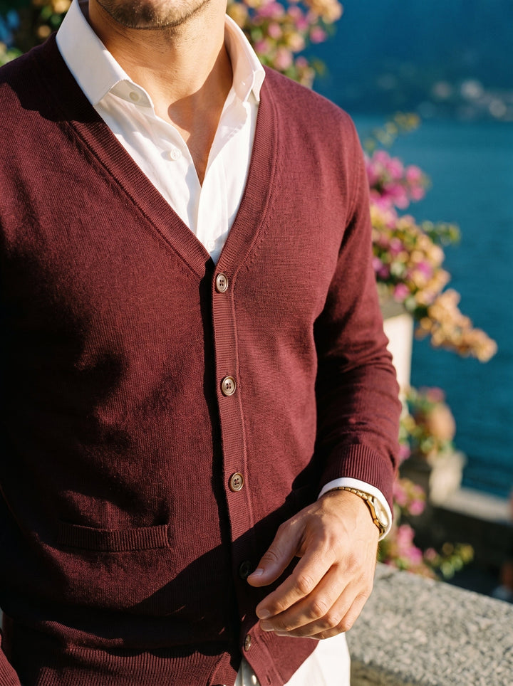 Cardigan for Men V Neck Button Up Fine Knit Smart Casual