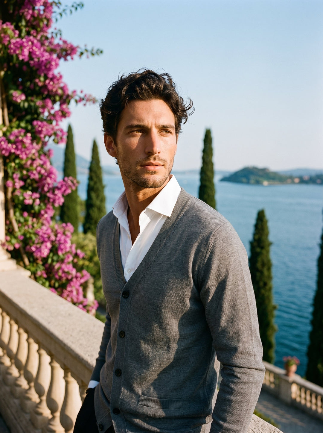 Cardigan for Men V Neck Button Up Fine Knit Smart Casual