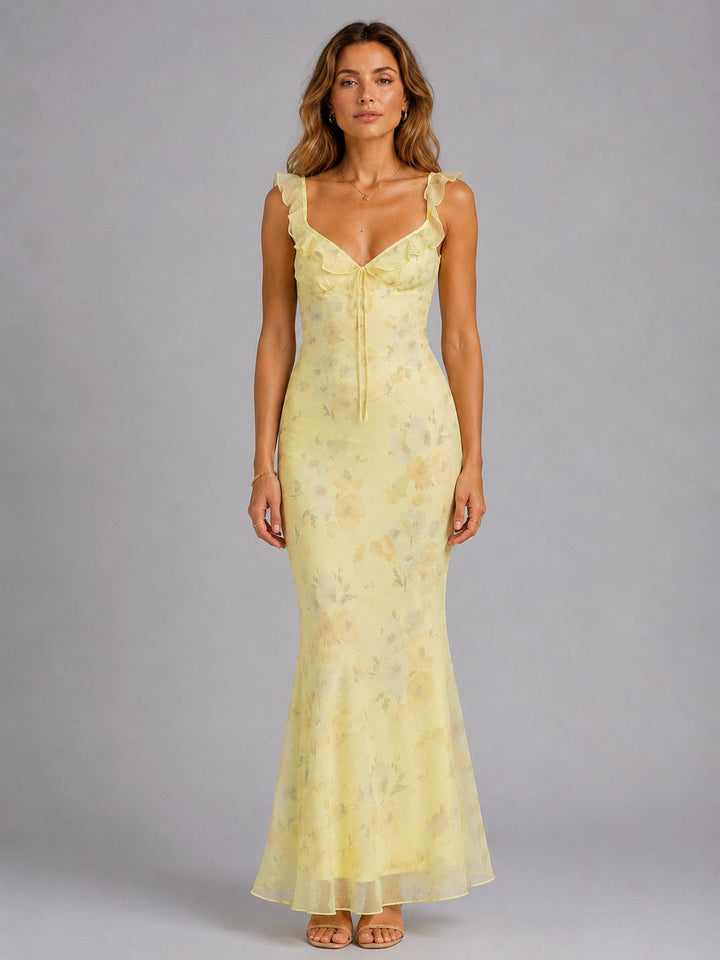 Bernice | Women Floral Ruffle Winter Wedding Guest Dress