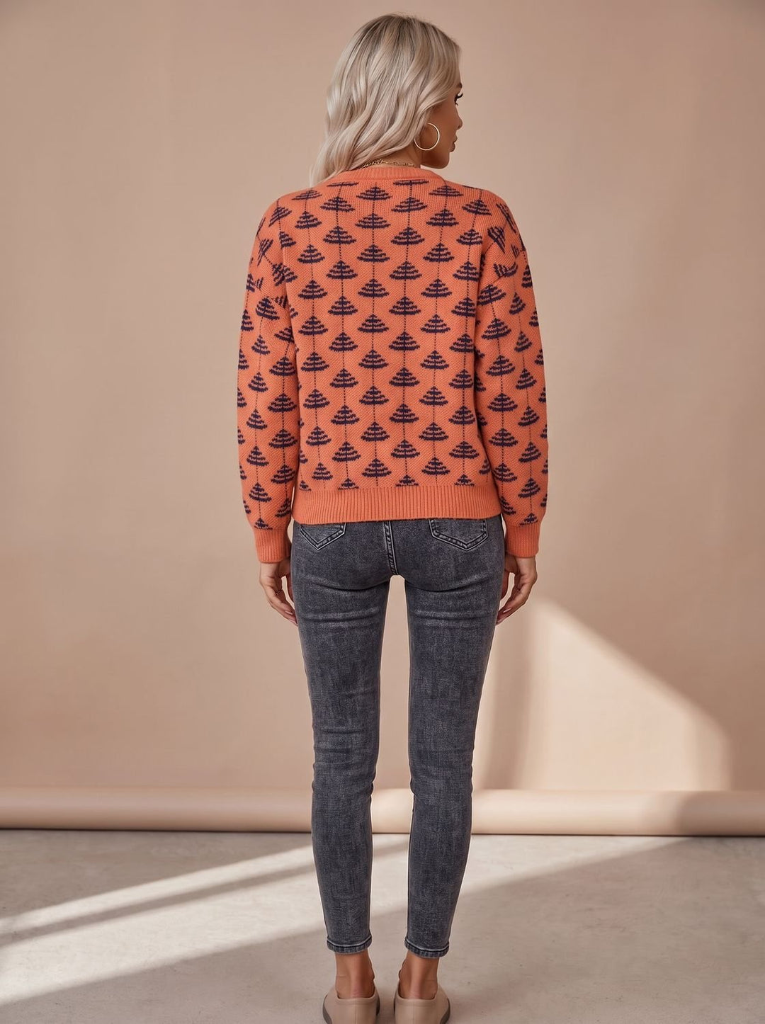 Debra | Women Tree Print Crewneck Sweater