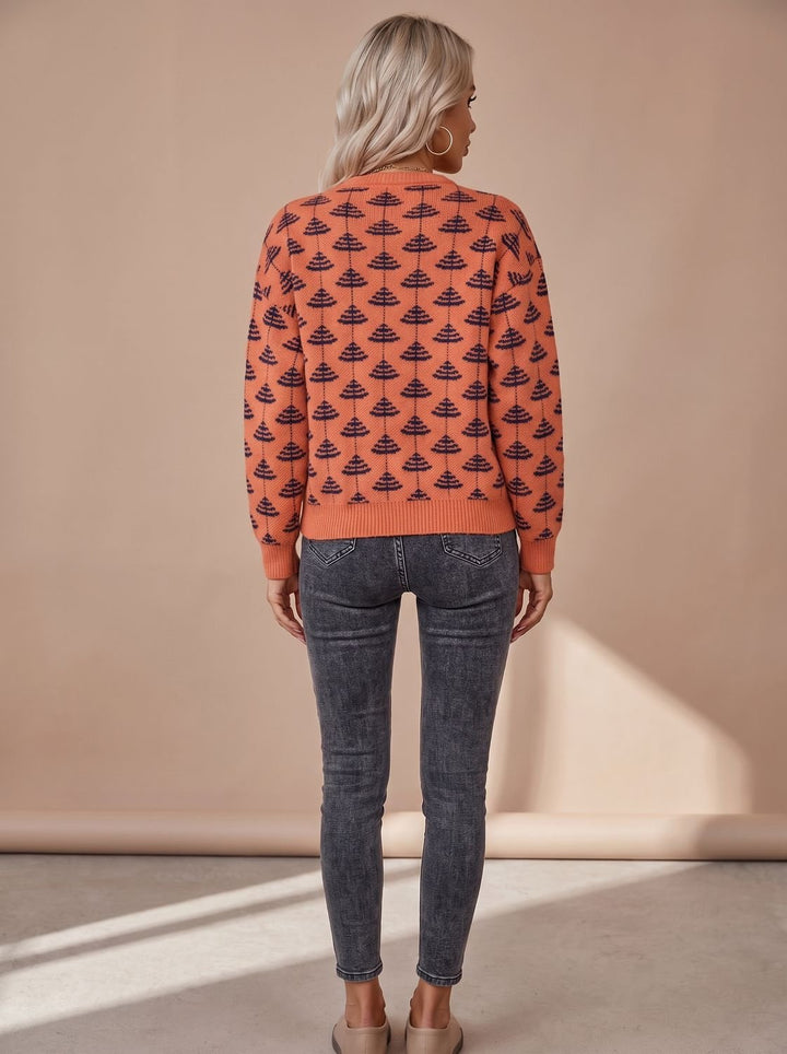 Debra | Women Tree Print Crewneck Sweater