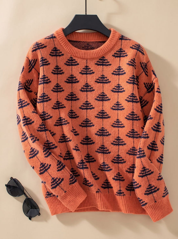 Debra | Women Tree Print Crewneck Sweater
