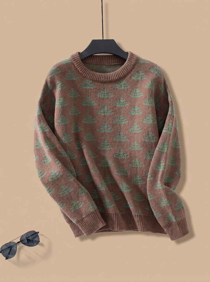 Debra | Women Tree Print Crewneck Sweater