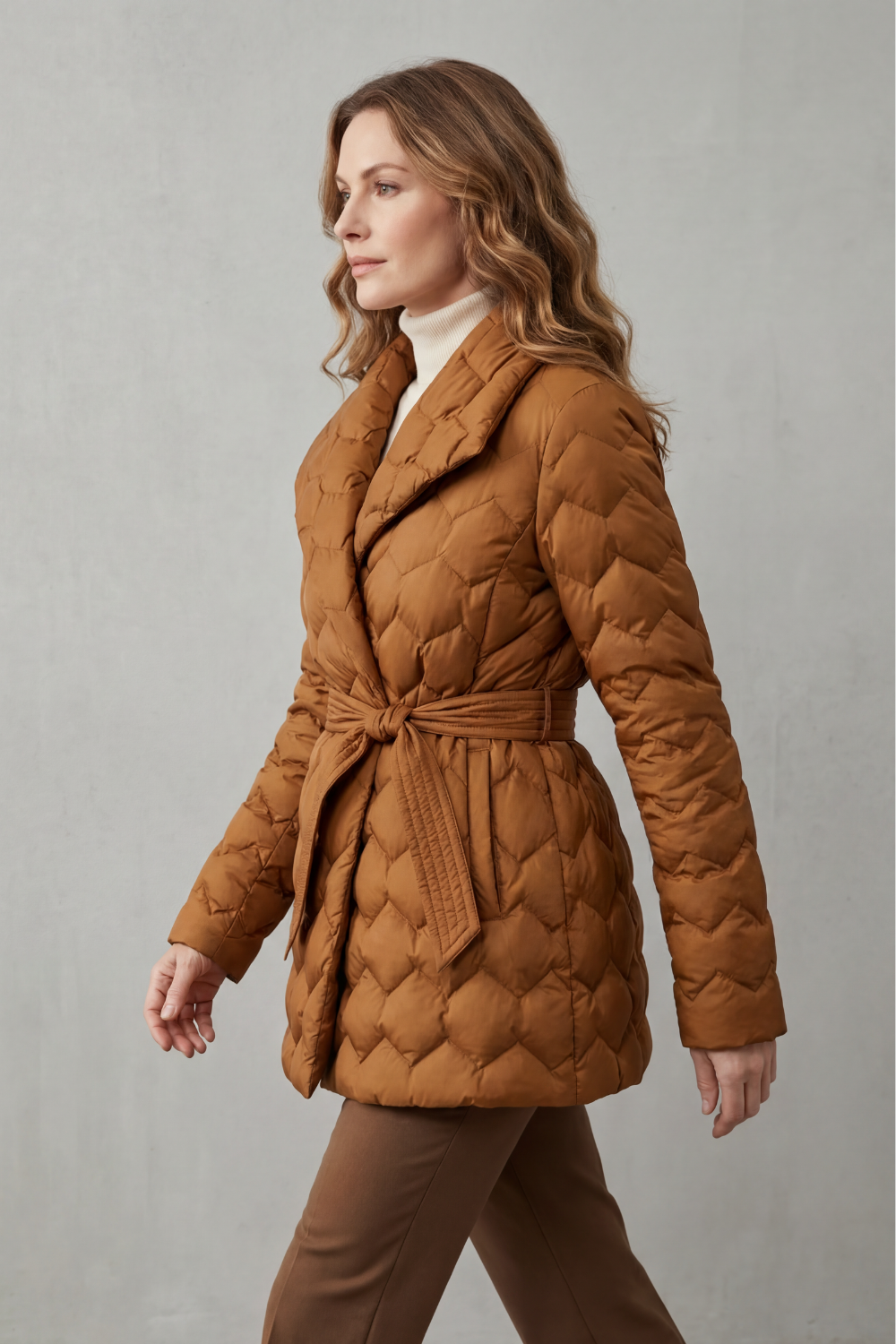 Joss | Women Belted Diamond Quilted Padded Jacket