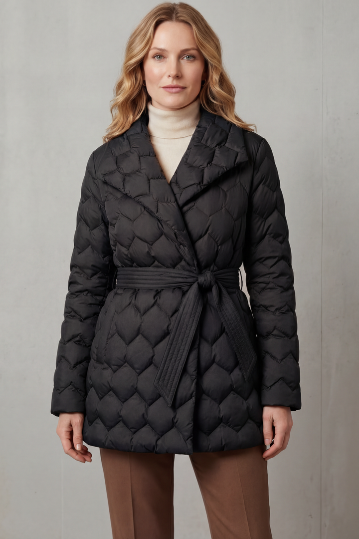 Joss | Women Belted Diamond Quilted Padded Jacket