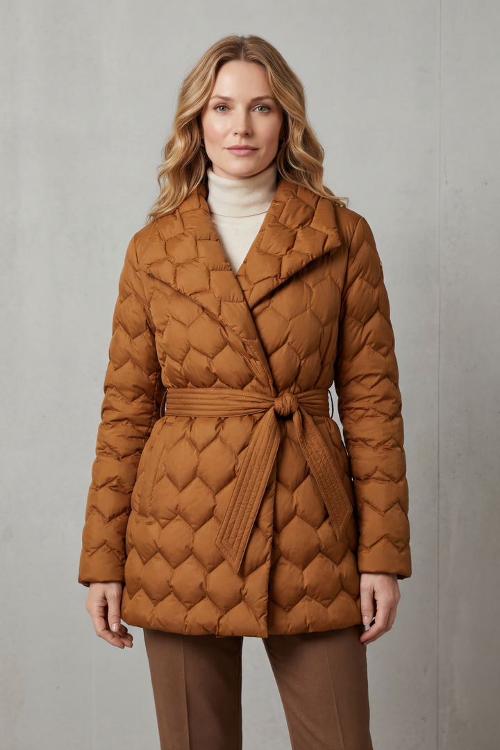 Joss | Women Belted Diamond Quilted Padded Jacket