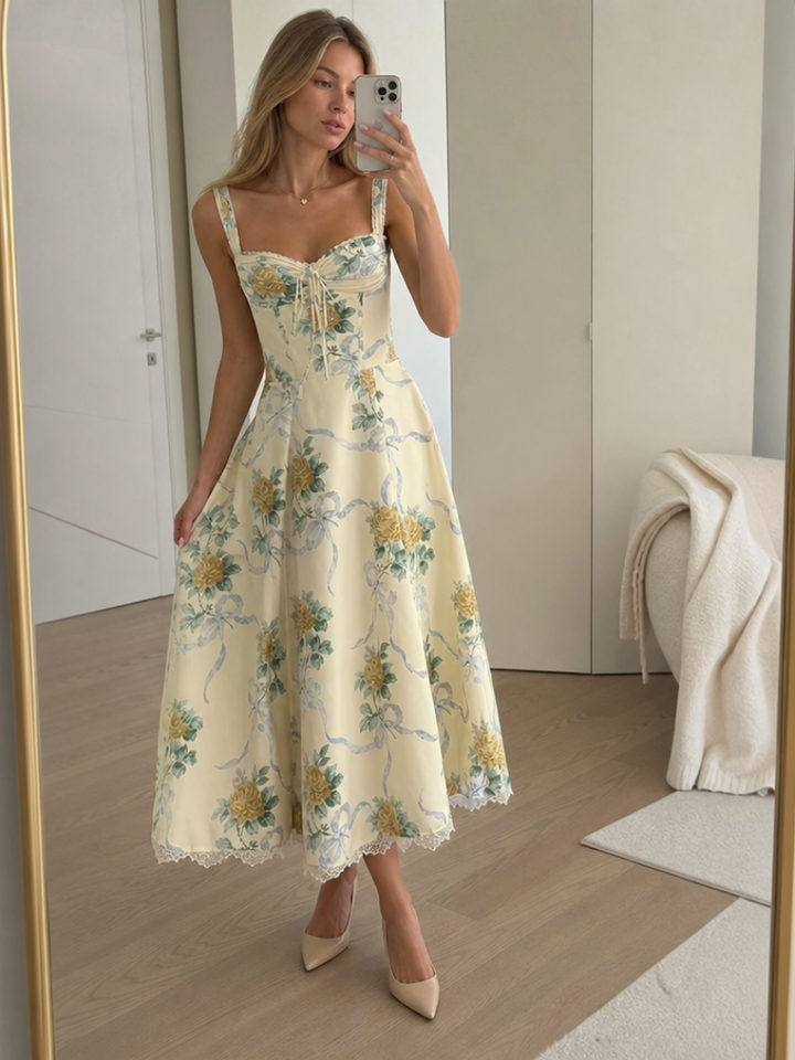 Felipa | Women Floral Midi Wedding Guest Dress