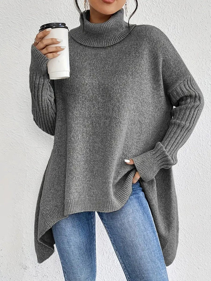 Women's Oversized Longline Turtleneck Knit Sweater