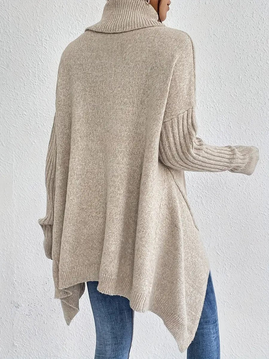 Women's Oversized Longline Turtleneck Knit Sweater