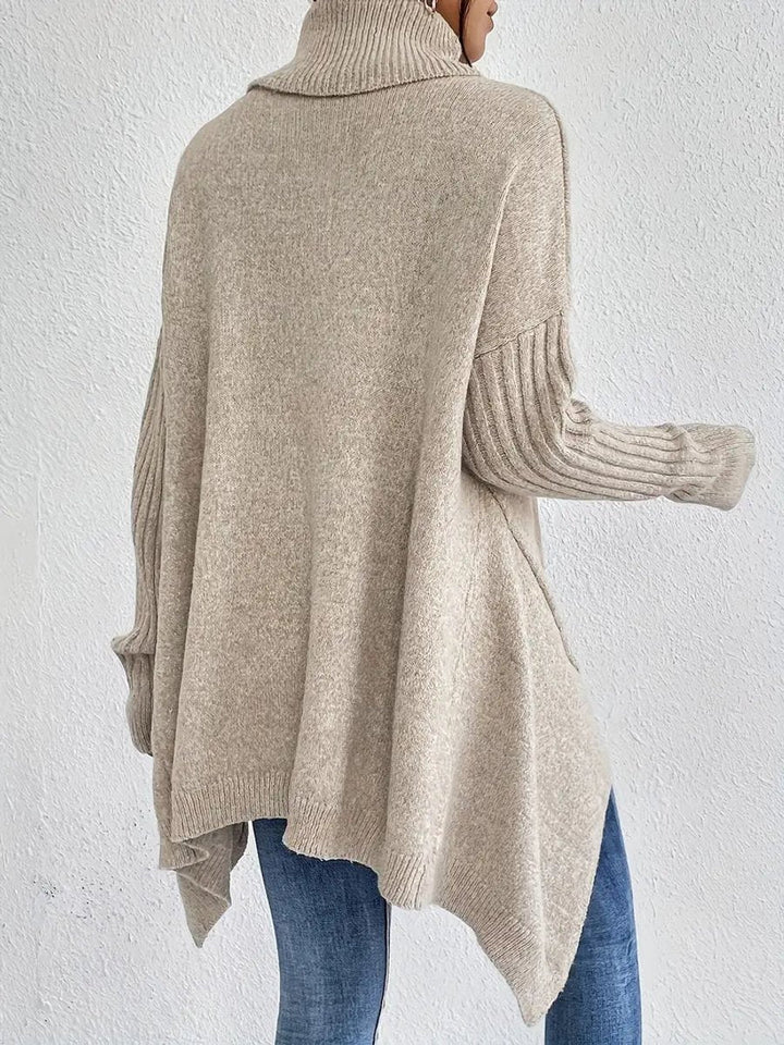 Women's Oversized Longline Turtleneck Knit Sweater