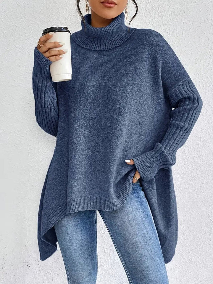 Women's Oversized Longline Turtleneck Knit Sweater