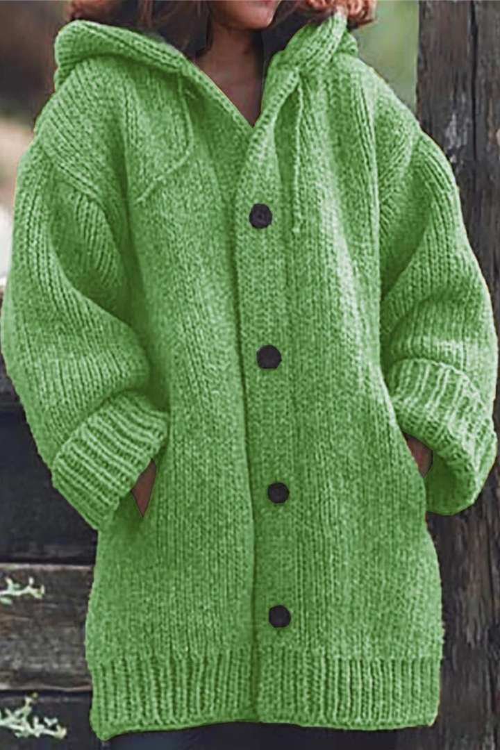 Ona | Women Hooded Button Oversized Cardigan