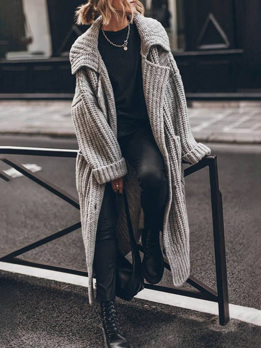 Zuzanna Women Shawl Collar Chunky Knit Oversized Sweater Cardigan
