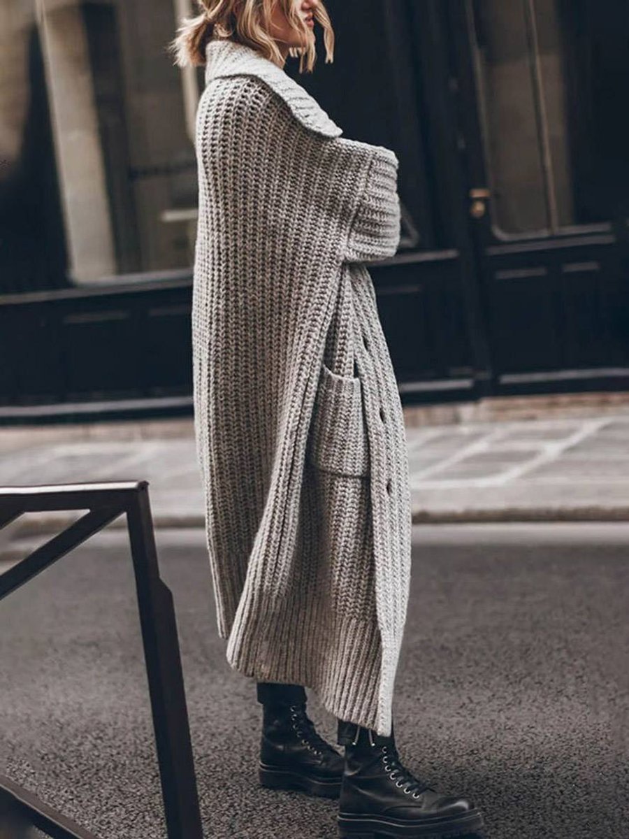 Zuzanna Women Shawl Collar Chunky Knit Oversized Sweater Cardigan