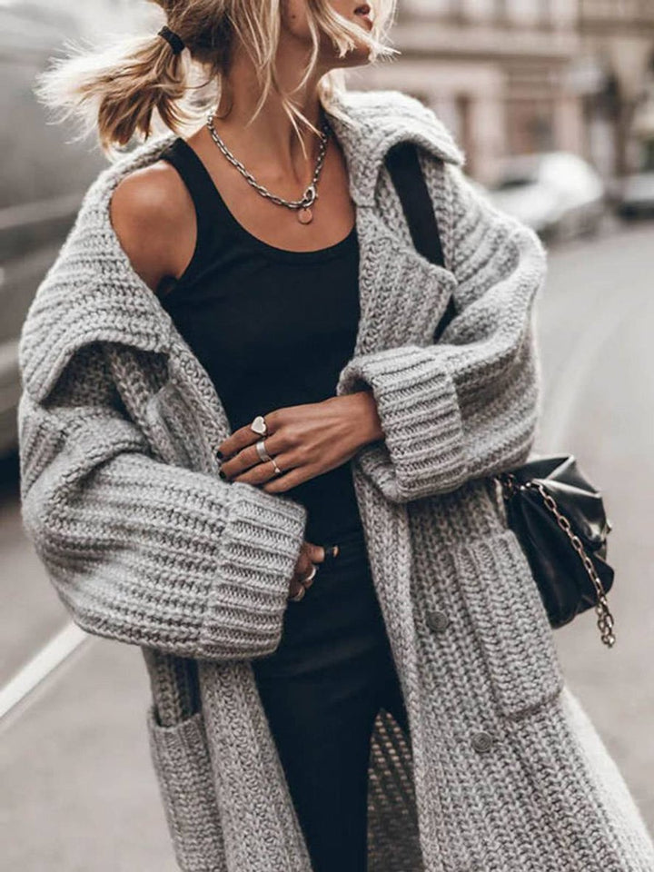Zuzanna Women Shawl Collar Chunky Knit Oversized Sweater Cardigan