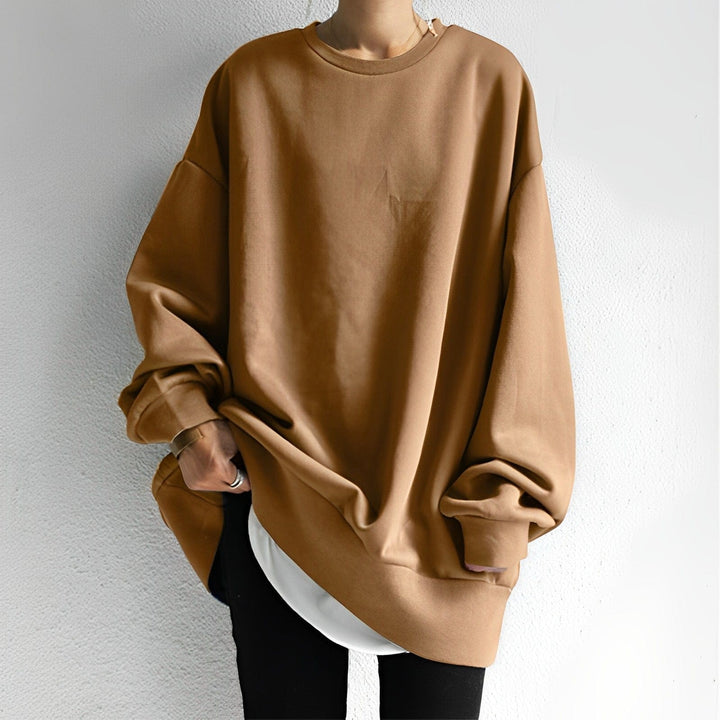 Damen Rundhals Sweatshirt | Gerippte Bündchen