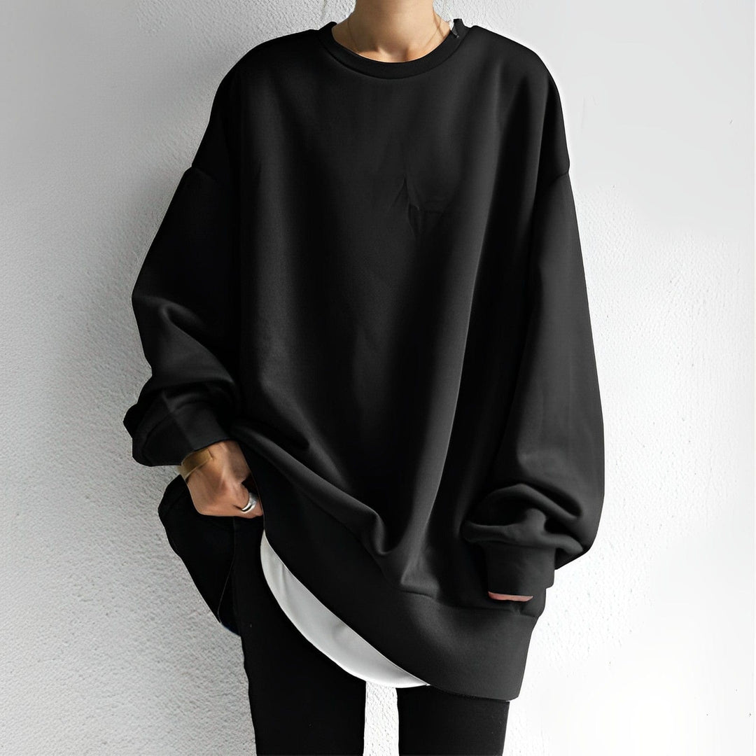 Damen Rundhals Sweatshirt | Gerippte Bündchen
