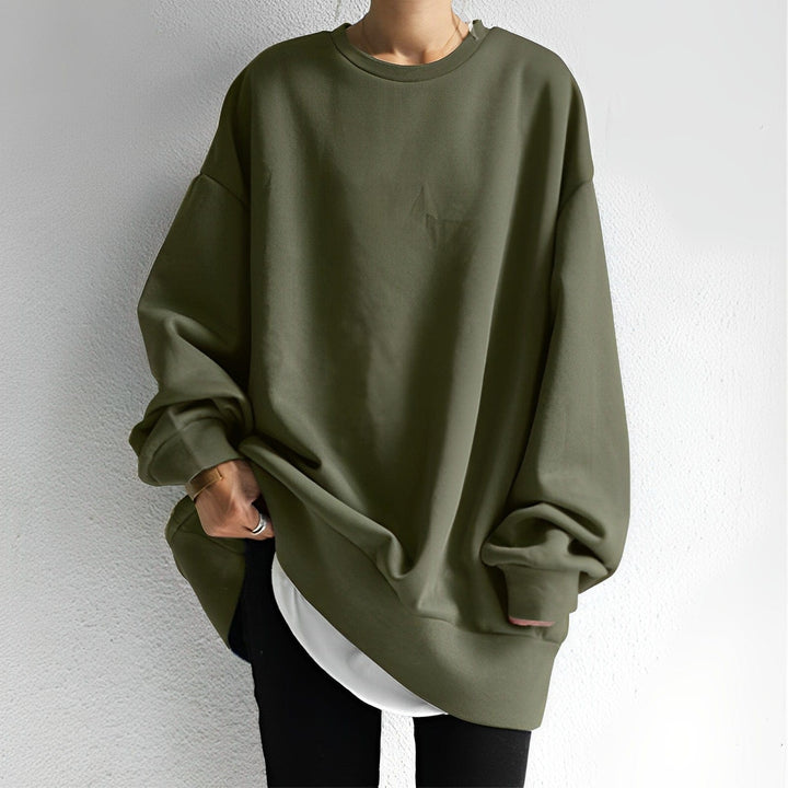 Damen Rundhals Sweatshirt | Gerippte Bündchen