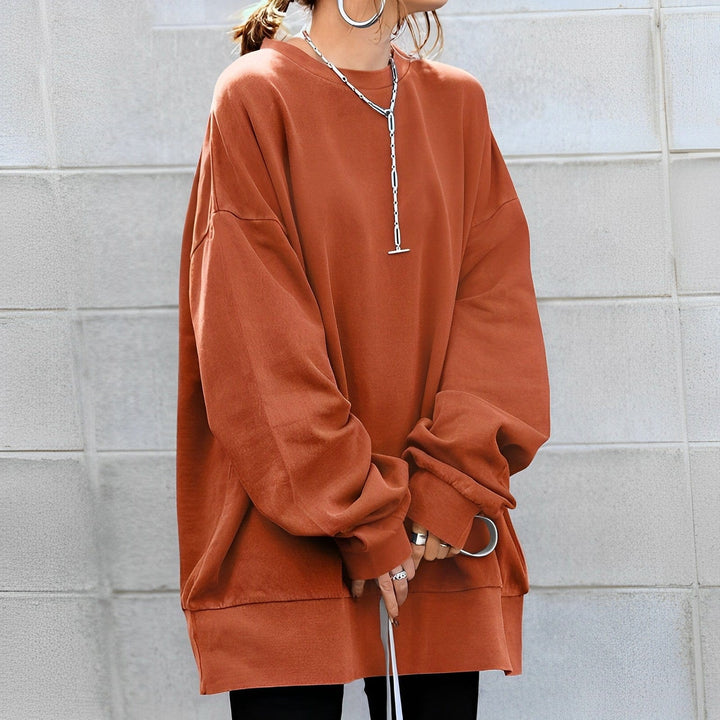 Damen Rundhals Sweatshirt | Gerippte Bündchen