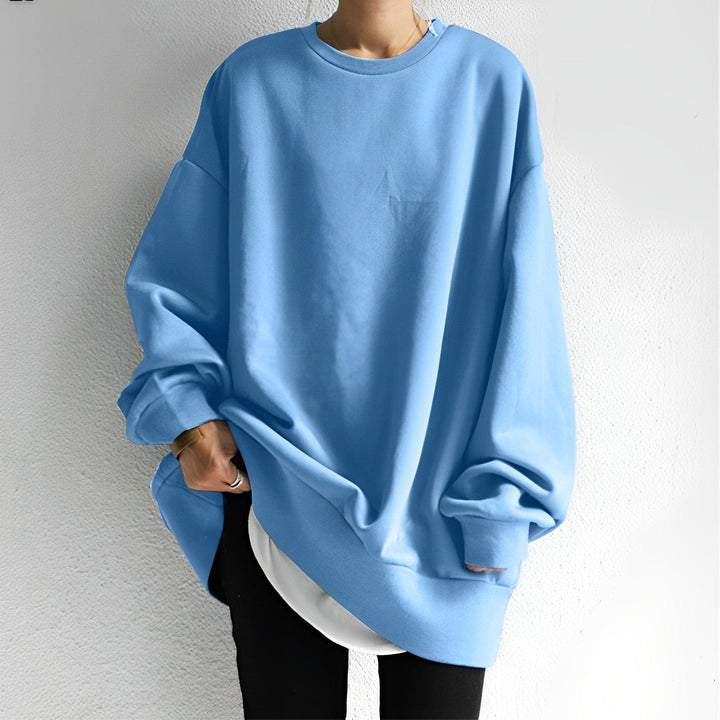 Damen Rundhals Sweatshirt | Gerippte Bündchen