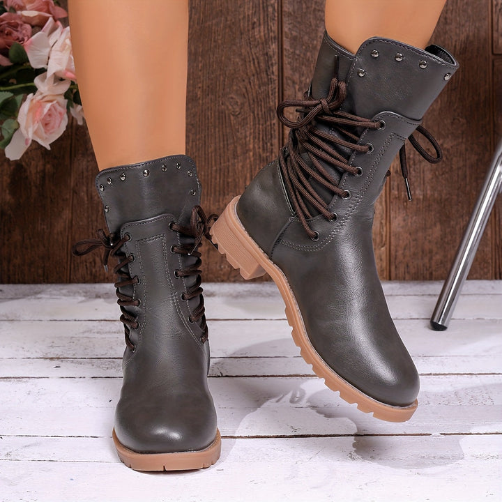 Leto | Women Lace Up Combat Ankle Boots