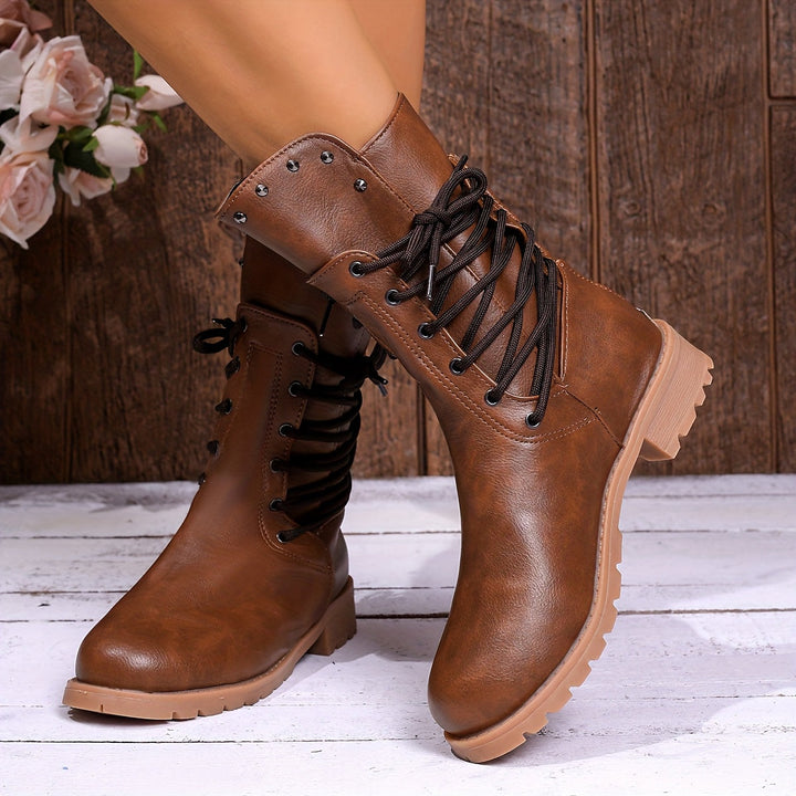 Leto | Women Lace Up Combat Ankle Boots