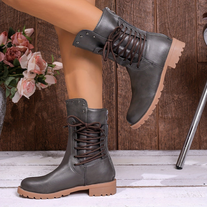 Leto | Women Lace Up Combat Ankle Boots
