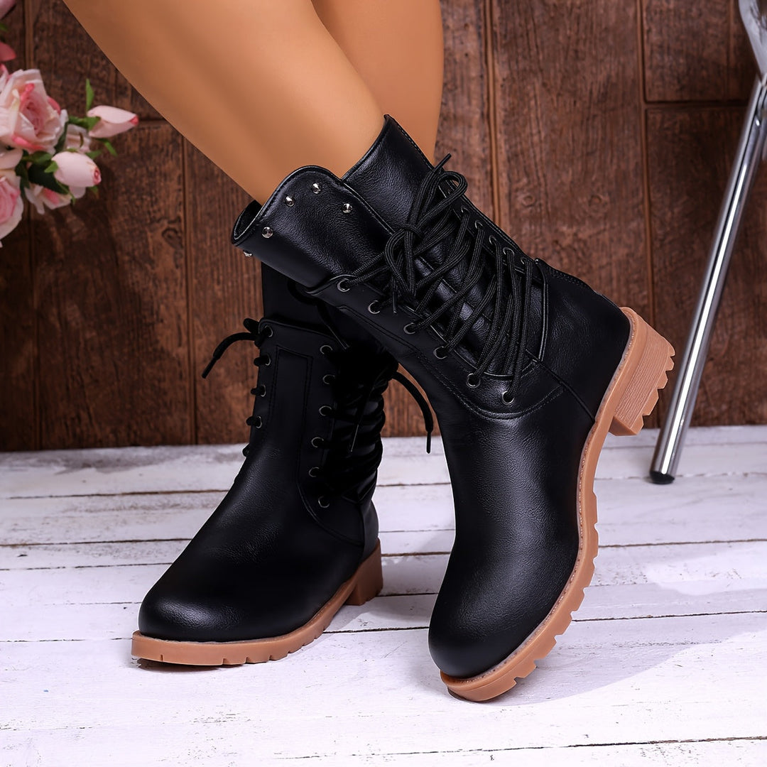 Leto | Women Lace Up Combat Ankle Boots