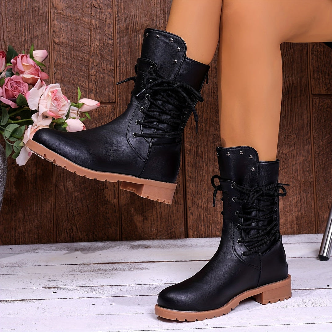 Leto | Women Lace Up Combat Ankle Boots
