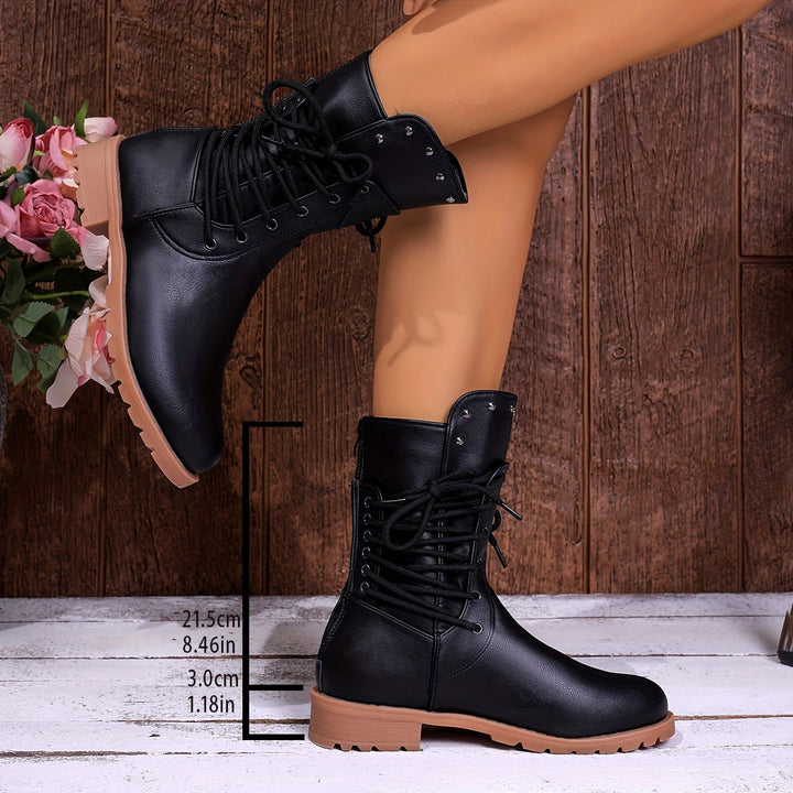 Leto | Women Lace Up Combat Ankle Boots