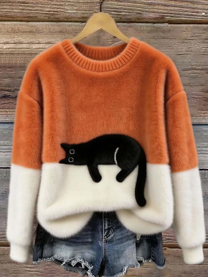 Jem | Women Cat Colorblock Sweater
