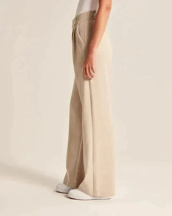Lorene Women High Waist Pleated Wide Leg Dress Pants