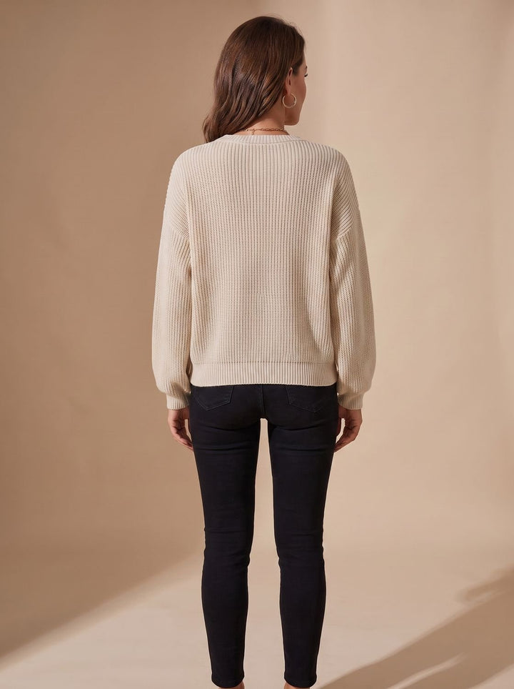 Carolyn | Women Textured Yoke Crewneck Sweater