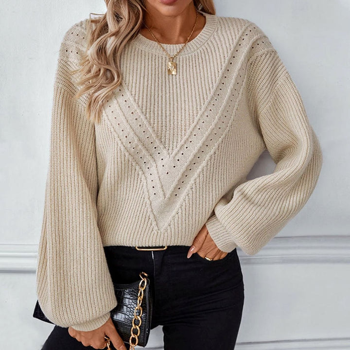 Carolyn | Women Textured Yoke Crewneck Sweater