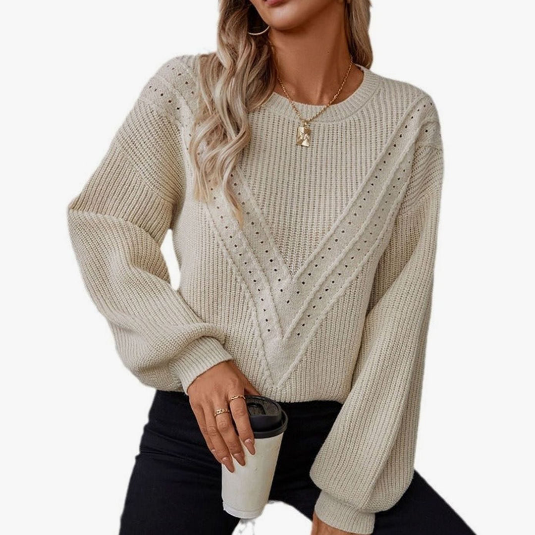 Carolyn | Women Textured Yoke Crewneck Sweater