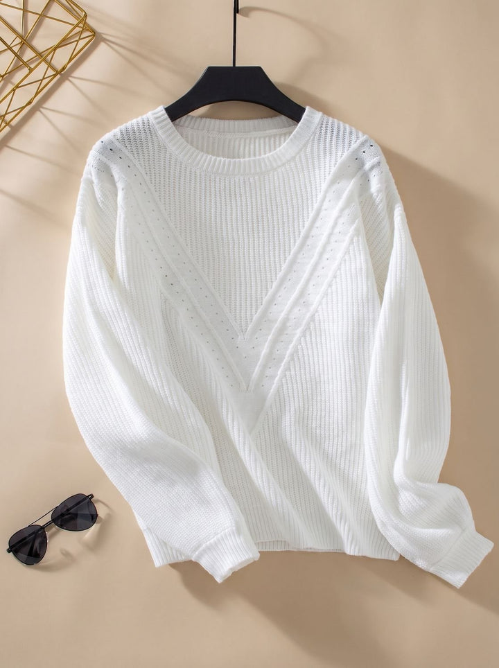 Carolyn | Women Textured Yoke Crewneck Sweater