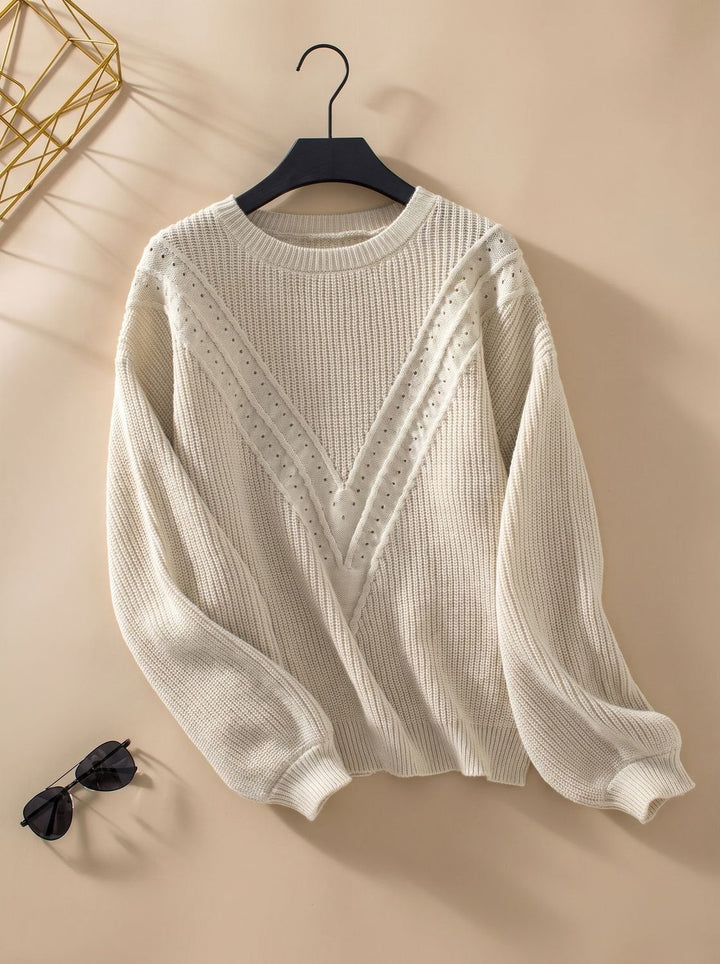 Carolyn | Women Textured Yoke Crewneck Sweater