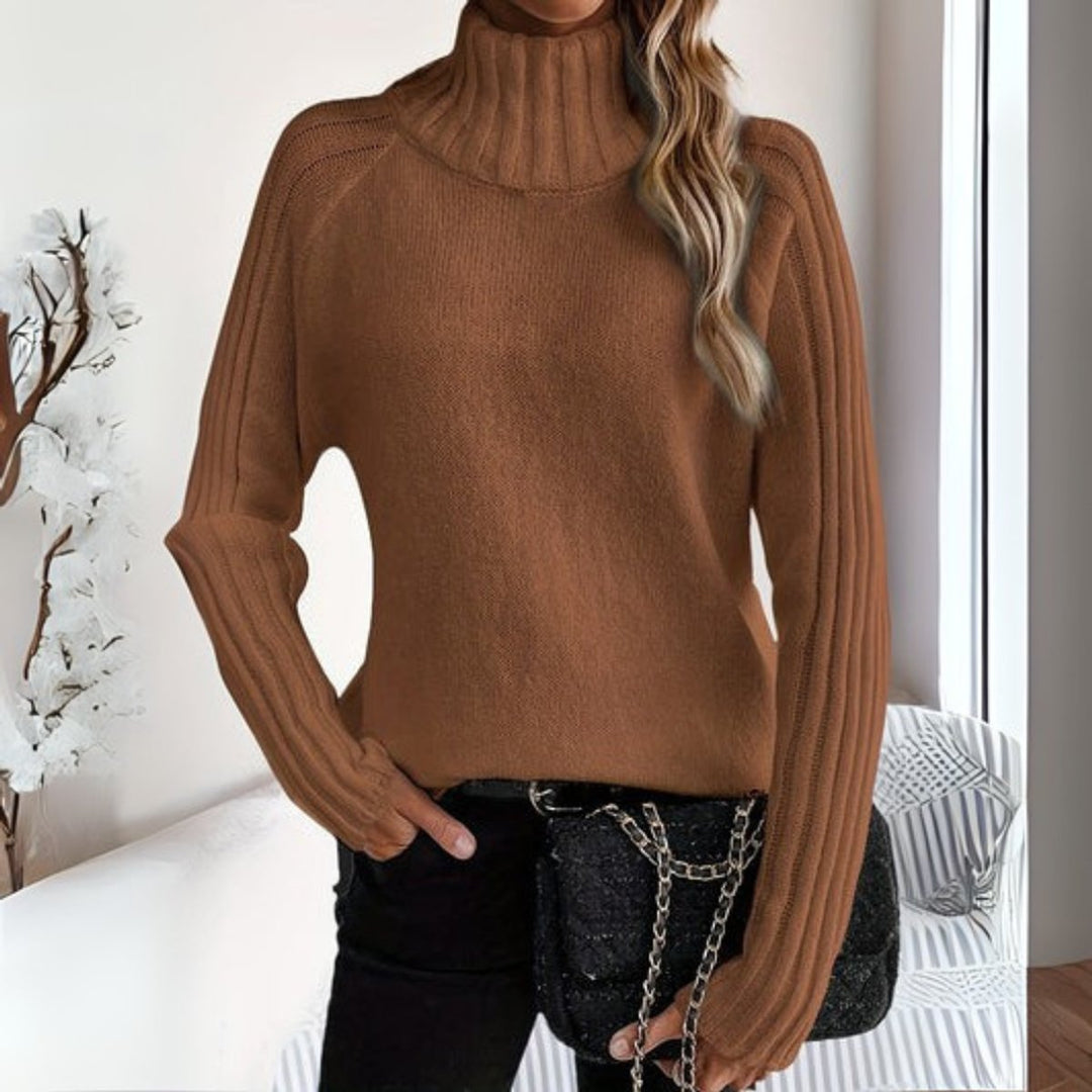 Karin | Women Ribbed Mock Neck Sweater