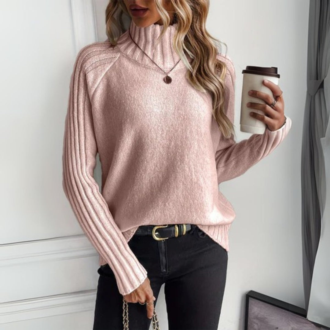 Karin | Women Ribbed Mock Neck Sweater